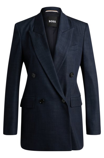 BOSS Lang geschnittener Regular-Fit Blazer aus Twill in Denim-Optik 10750016