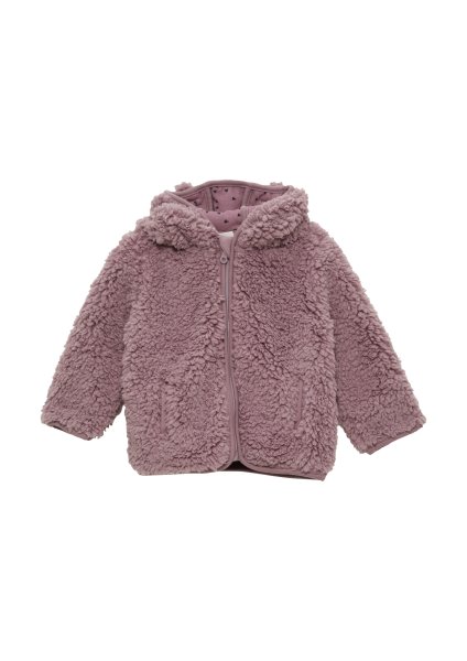 S.OLIVER Teddyplüsch-Jacke mit Öhrchen und gemustertem Futter 10760306