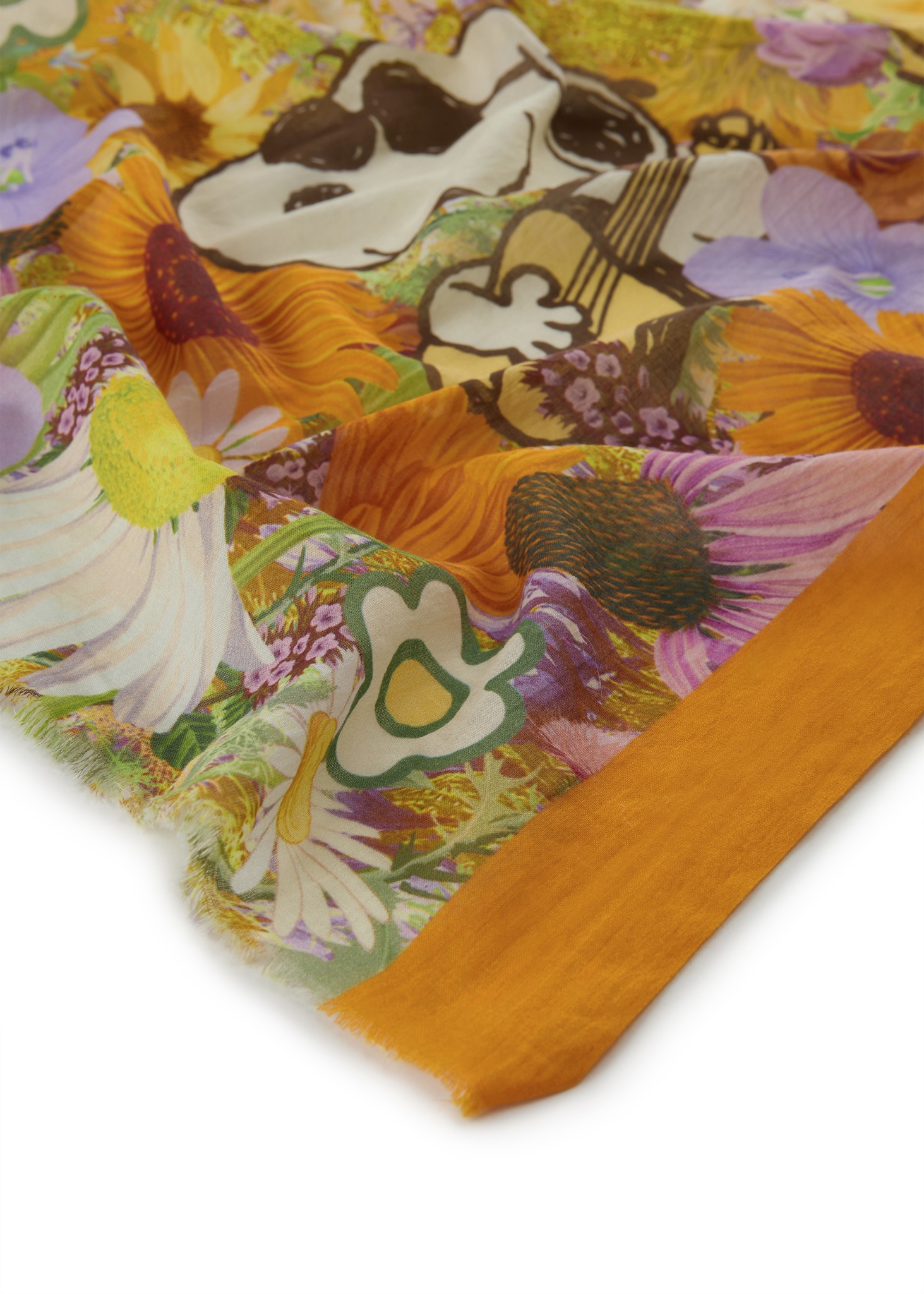 CODELLO Peanuts™ Schal aus Organic Cotton mit Fashion Flowers und Schrift-Print 10751071