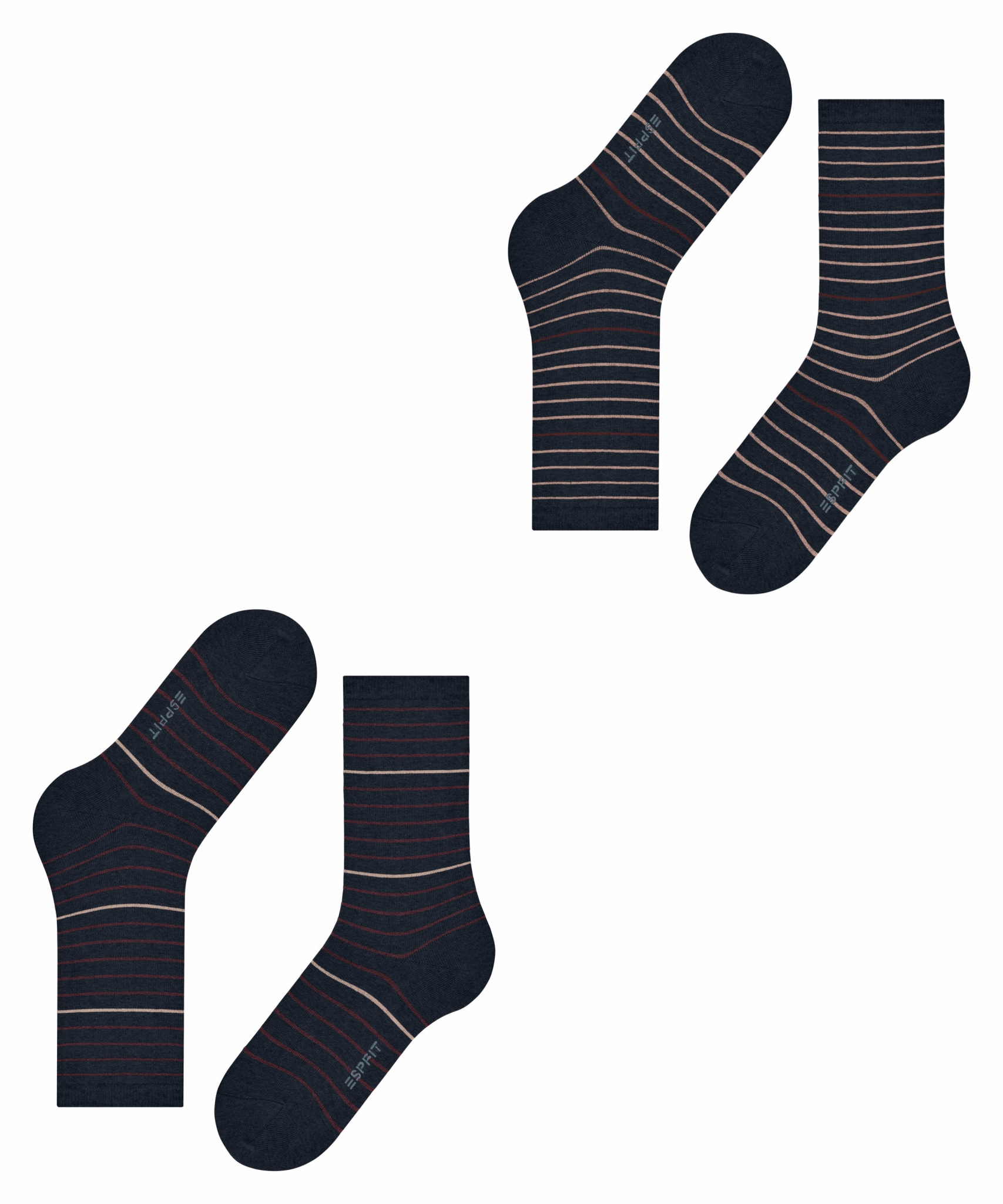 ESPRIT Fine Stripe 2-Pack Damen Socken 10636767