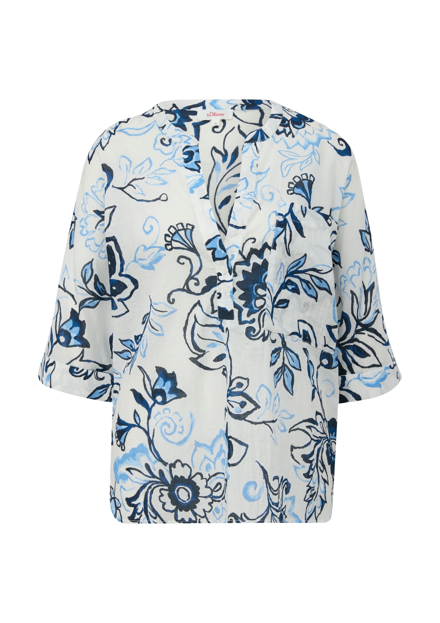 S.OLIVER Baumwollbluse mit floralem All-over-Print 10751493 kaufen 