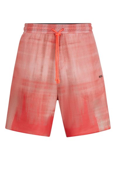 BOSS GREEN Bedruckte Shorts aus Mesh mit Logo-Detail 10735218