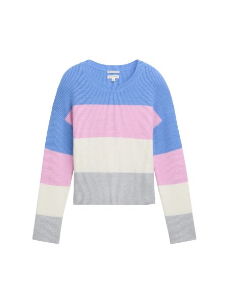 TOM TAILOR DENIM Cropped Strickpullover mit Colour Blocking 10779700