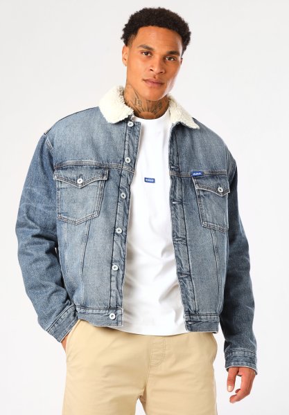 HUGO BLUE Regular-Fit Jeansjacke mit Innenfutter aus Kunstfell 10755454