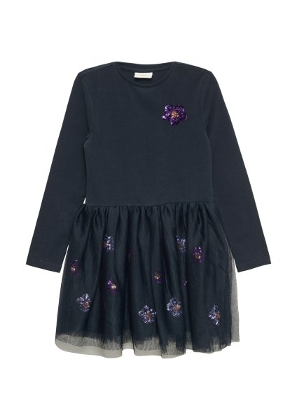 S.OLIVER Jerseykleid mit Tüll und Pailletten 10760223