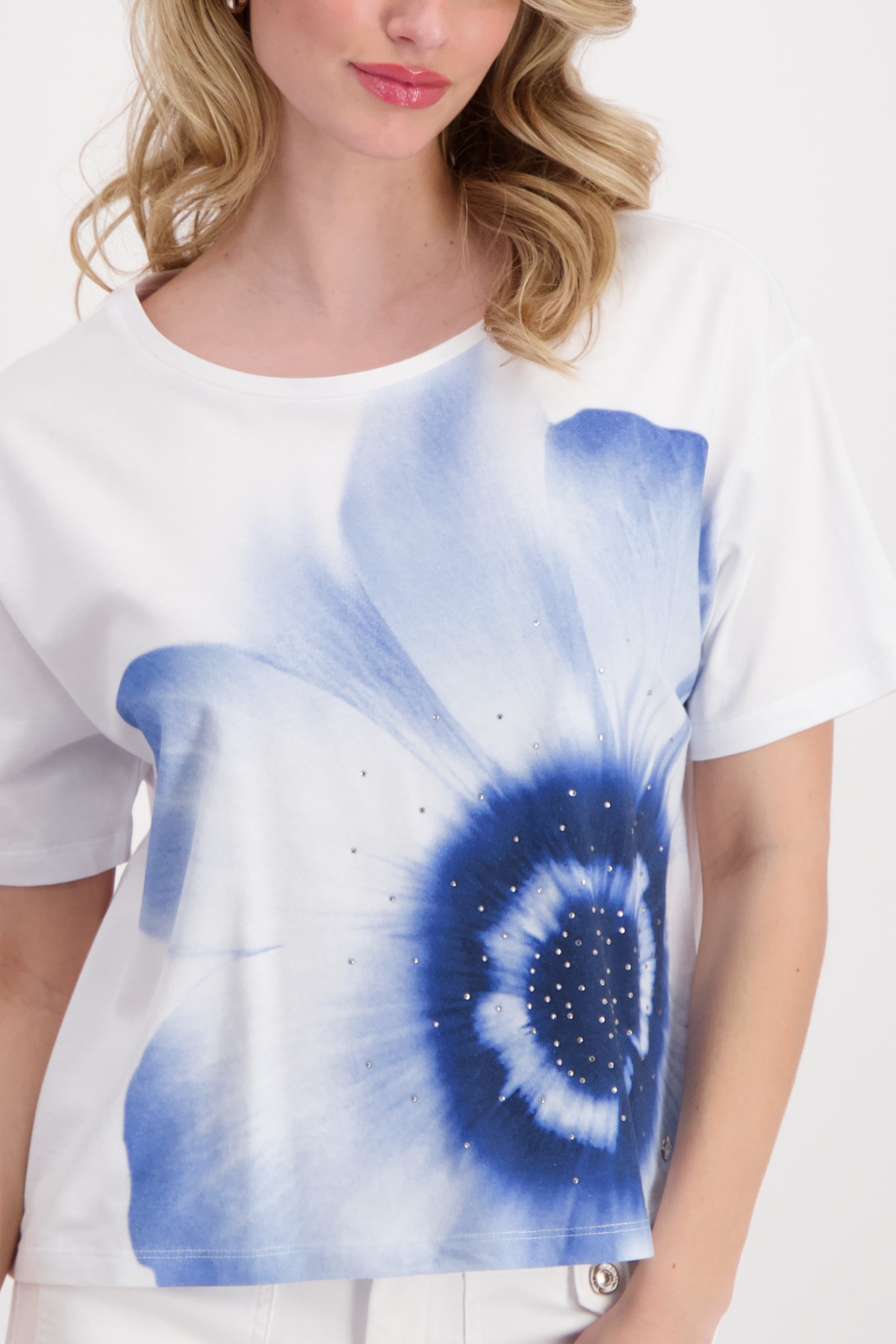 MONARI T-Shirt mit Blumen Print und Strass 10751310