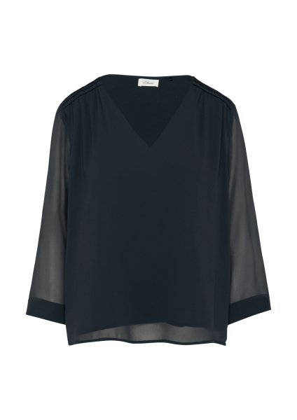 S.OLIVER BLACK LABEL Chiffon-Bluse mit Smokdetails 10776681