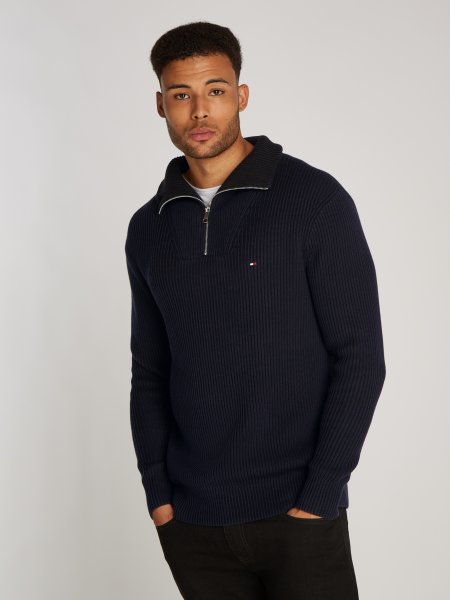 TOMMY HILFIGER Pullover aus Rippstrick mit Reißverschluss 10768893